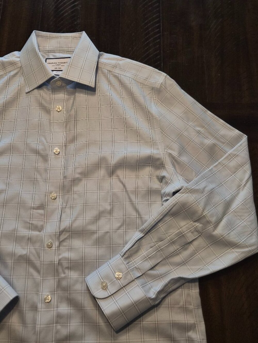 Charles Tyrwhitt Slim Fit Dress Shirt Mens Size 15.5/33 Check Blue Non Iron G806